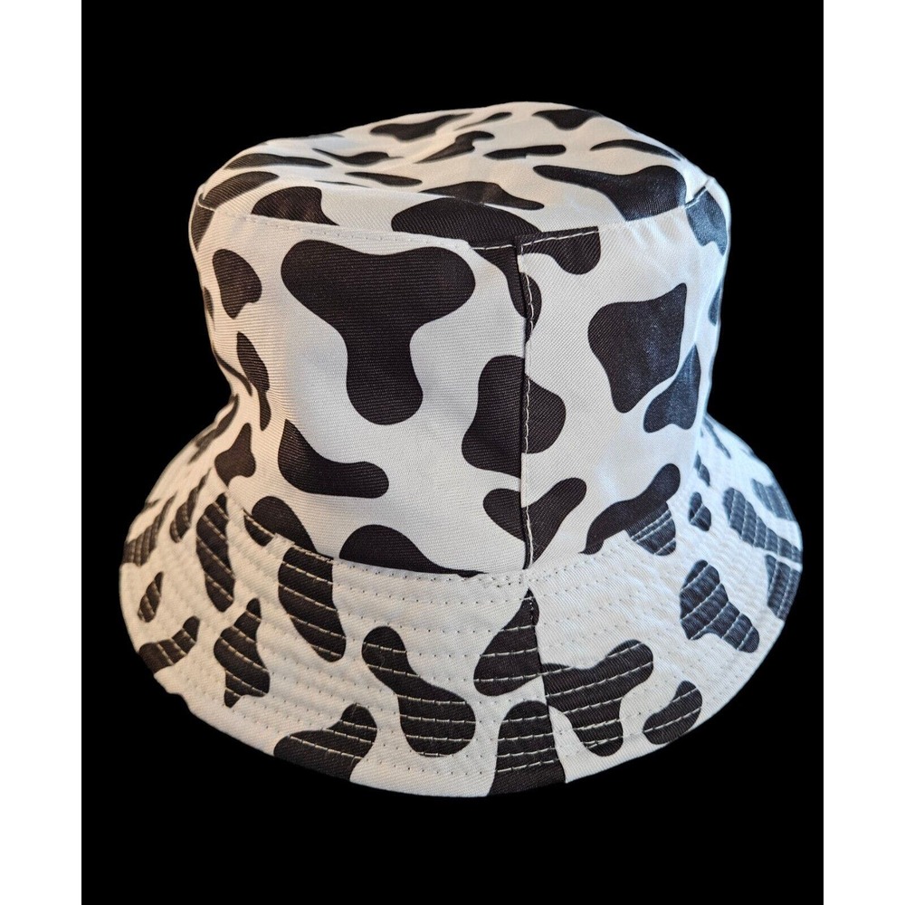 Cow Print Bucket Hat Reversible Black White Hat